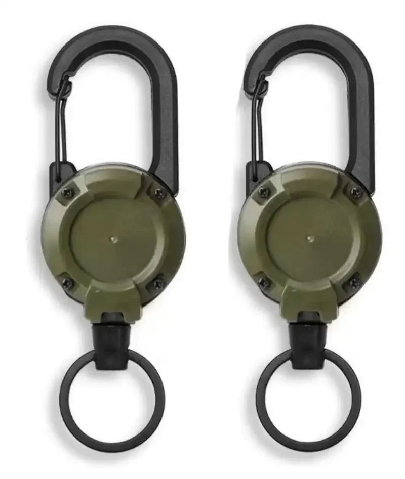 Outdoor Sporty Retractable Key Chain Tool - Heavy Duty Steel Wire Rope, Sturdy Carabiner Buckle & Spring Key Ring