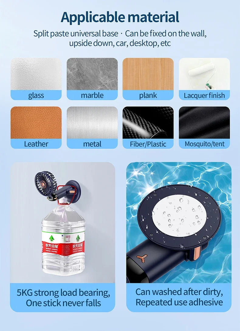 Handheld Mini Fan 1200mAh Foldable Portable Desk Outdoor Neck Hanging 5 Speed USB Rechargeable Fan Phone Stand Display Screen