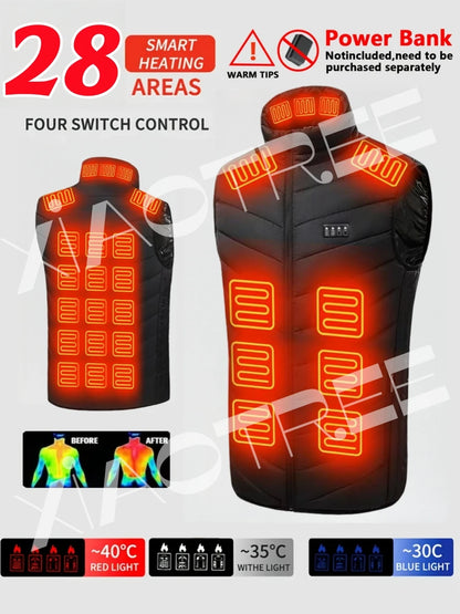 28/9 Areas Heated Vest Men Jacket Heated Winter Womens Electric Usb Heater Camping Jacket Man Thermal Vest Body Warmer Coat 6XL