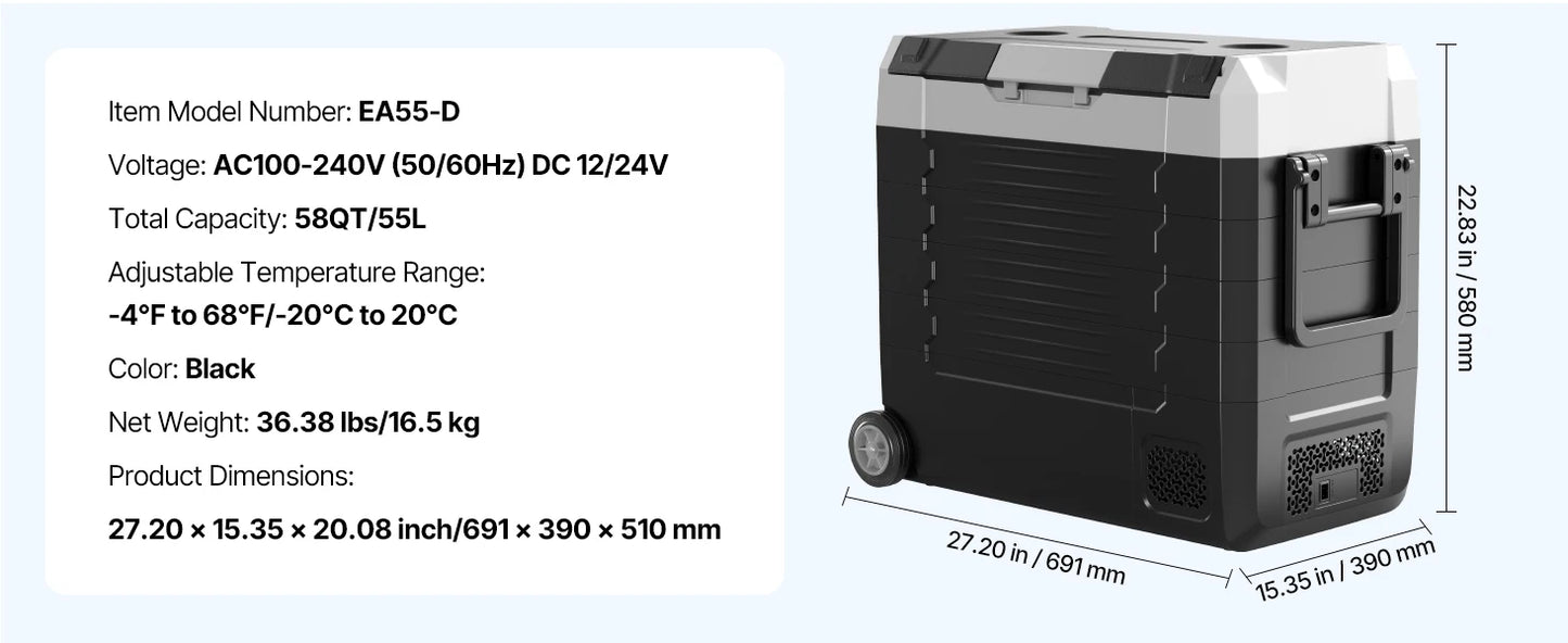 SucceBuy 20L 22L 35L 45L 55L Car Refrigerator Mini Fridge Freezer Portable Compressor Cooler DC 110-240V Ice Box for Camping