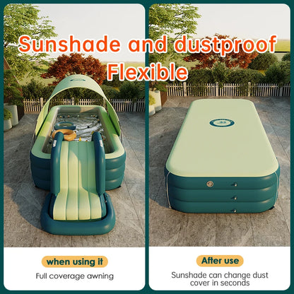 Inflatable Swimming Pool with Slide & Sun Shade