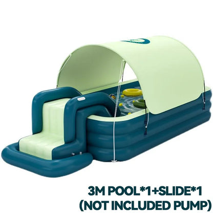 Inflatable Swimming Pool with Slide & Sun Shade