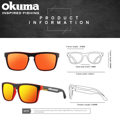 New 6 color okuma fishing glasses men women polarized cycling glasses for outdoor driving and hiking anti glare UV400 sunglasses