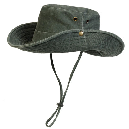 Men Big Eaved Washed Bucket Hats Fishermen Caps Outdoor Casual Cap Men Sunscreen Hat