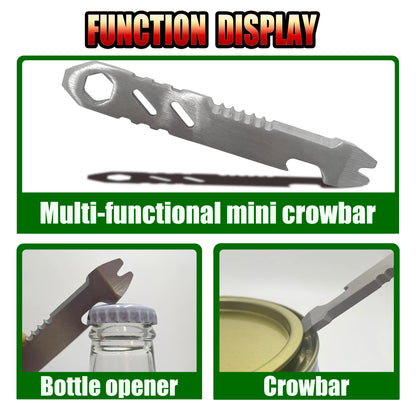 Mini stainless steel crowbar, multi-function Allen wrench, Bottle opener , portable outdoor camping Edc tool