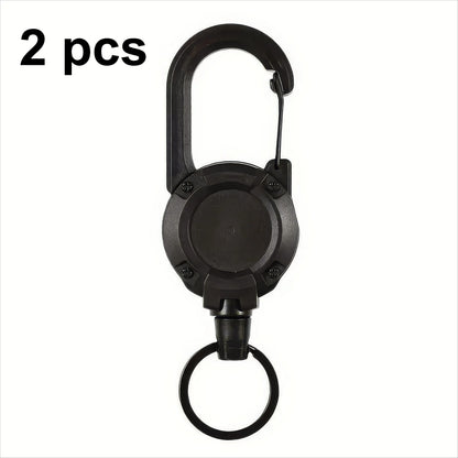 Outdoor Sporty Retractable Key Chain Tool - Heavy Duty Steel Wire Rope, Sturdy Carabiner Buckle & Spring Key Ring