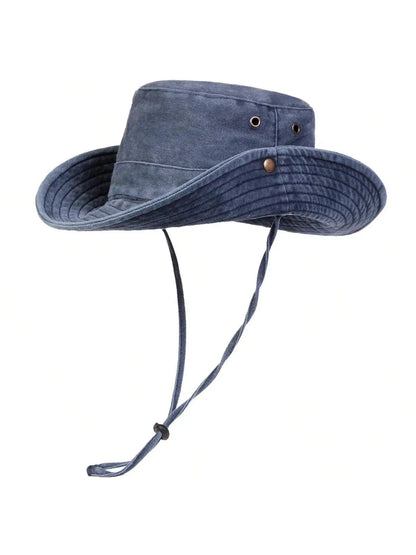 Men Big Eaved Washed Bucket Hats Fishermen Caps Outdoor Casual Cap Men Sunscreen Hat