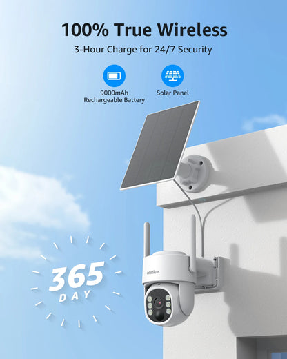 ANNKE 4MP Solar Wirelesss PT IP Camera PIR Night Vision Outdoor 4MP Dual Lens Wifi Security Camera Auto Tracking Smart Life