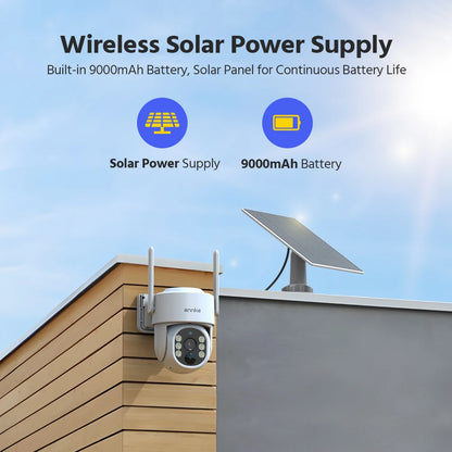 ANNKE 4MP Solar Wirelesss PT IP Camera PIR Night Vision Outdoor 4MP Dual Lens Wifi Security Camera Auto Tracking Smart Life