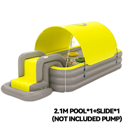Inflatable Swimming Pool with Slide & Sun Shade