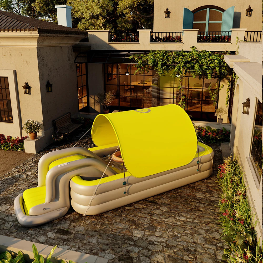 Inflatable Swimming Pool with Slide & Sun Shade