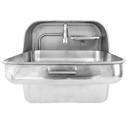 Wall-Mounted Folding RV Sink with Drainer & Cold Tap (304 Stainless Steel)