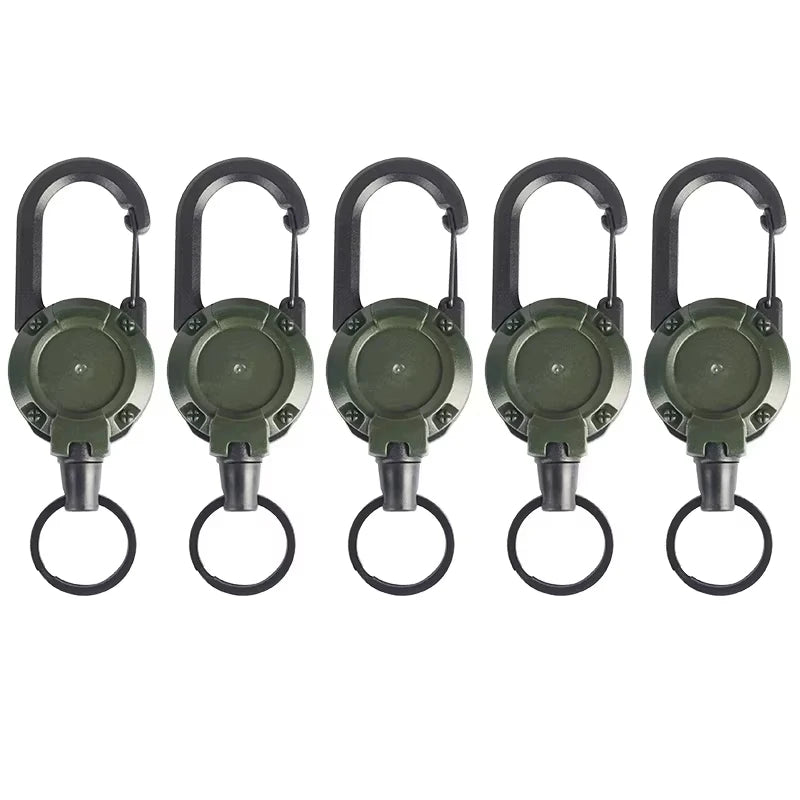 Outdoor Sporty Retractable Key Chain Tool - Heavy Duty Steel Wire Rope, Sturdy Carabiner Buckle & Spring Key Ring