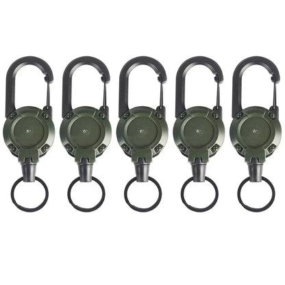 Outdoor Sporty Retractable Key Chain Tool - Heavy Duty Steel Wire Rope, Sturdy Carabiner Buckle & Spring Key Ring