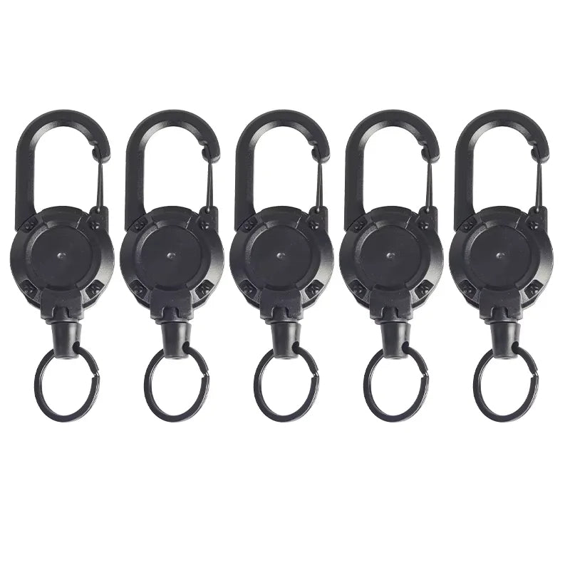 Outdoor Sporty Retractable Key Chain Tool - Heavy Duty Steel Wire Rope, Sturdy Carabiner Buckle & Spring Key Ring