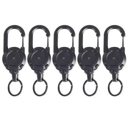 Outdoor Sporty Retractable Key Chain Tool - Heavy Duty Steel Wire Rope, Sturdy Carabiner Buckle & Spring Key Ring