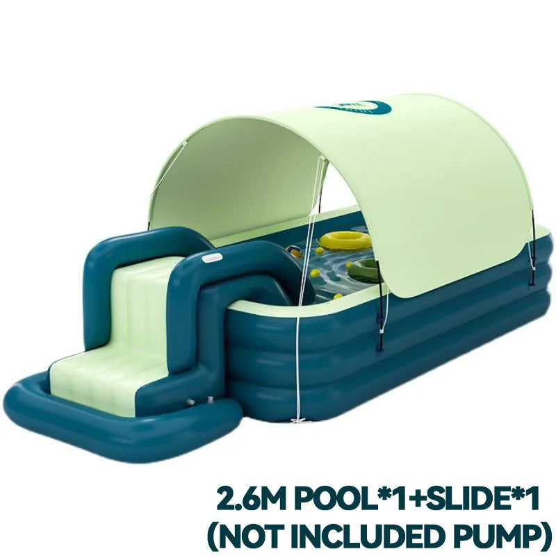 Inflatable Swimming Pool with Slide & Sun Shade