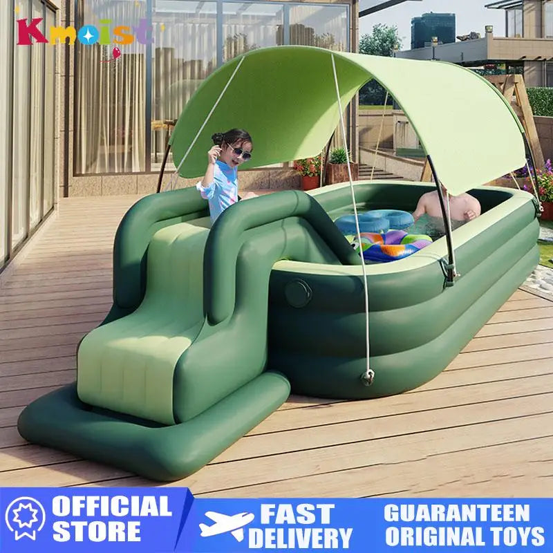 Inflatable Swimming Pool with Slide & Sun Shade