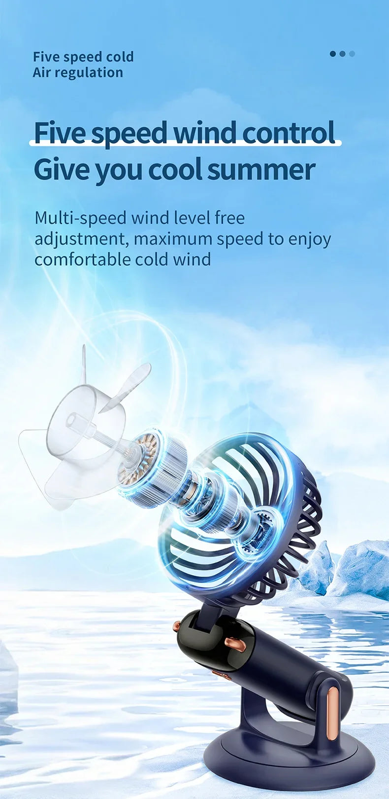Handheld Mini Fan 1200mAh Foldable Portable Desk Outdoor Neck Hanging 5 Speed USB Rechargeable Fan Phone Stand Display Screen