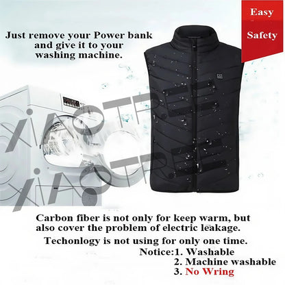 28/9 Areas Heated Vest Men Jacket Heated Winter Womens Electric Usb Heater Camping Jacket Man Thermal Vest Body Warmer Coat 6XL