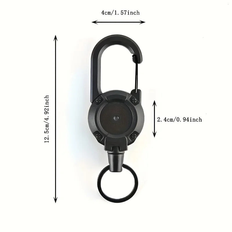 Outdoor Sporty Retractable Key Chain Tool - Heavy Duty Steel Wire Rope, Sturdy Carabiner Buckle & Spring Key Ring