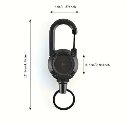 Outdoor Sporty Retractable Key Chain Tool - Heavy Duty Steel Wire Rope, Sturdy Carabiner Buckle & Spring Key Ring