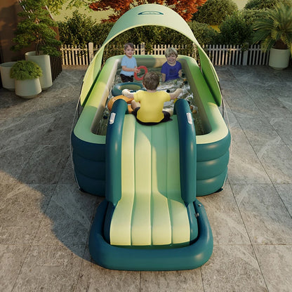 Inflatable Swimming Pool with Slide & Sun Shade