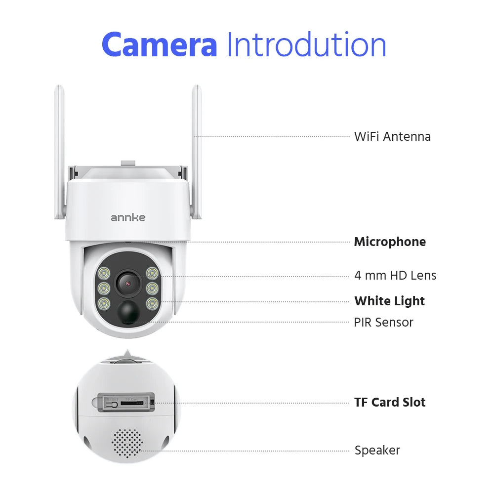 ANNKE 4MP Solar Wirelesss PT IP Camera PIR Night Vision Outdoor 4MP Dual Lens Wifi Security Camera Auto Tracking Smart Life
