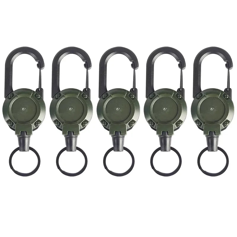 Outdoor Sporty Retractable Key Chain Tool - Heavy Duty Steel Wire Rope, Sturdy Carabiner Buckle & Spring Key Ring