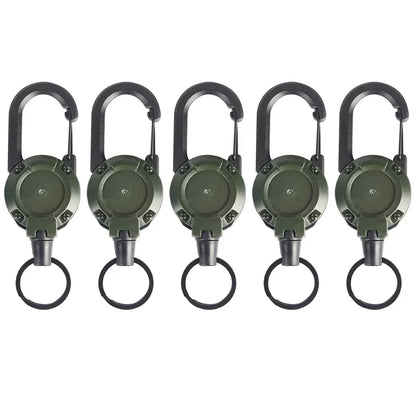 Outdoor Sporty Retractable Key Chain Tool - Heavy Duty Steel Wire Rope, Sturdy Carabiner Buckle & Spring Key Ring