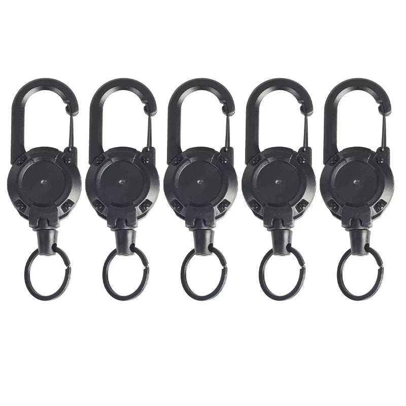 Outdoor Sporty Retractable Key Chain Tool - Heavy Duty Steel Wire Rope, Sturdy Carabiner Buckle & Spring Key Ring