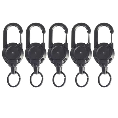 Outdoor Sporty Retractable Key Chain Tool - Heavy Duty Steel Wire Rope, Sturdy Carabiner Buckle & Spring Key Ring