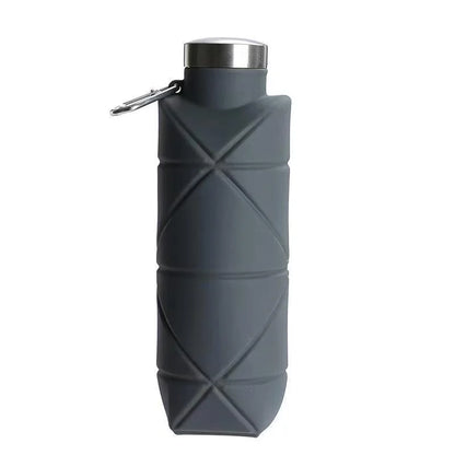 LUSQI 700ml Travel Outdoor Sports Silicone Folding Rhombus Water Bottle Portable Drop-Proof Water Cup Steel Lid Telescopic Cup